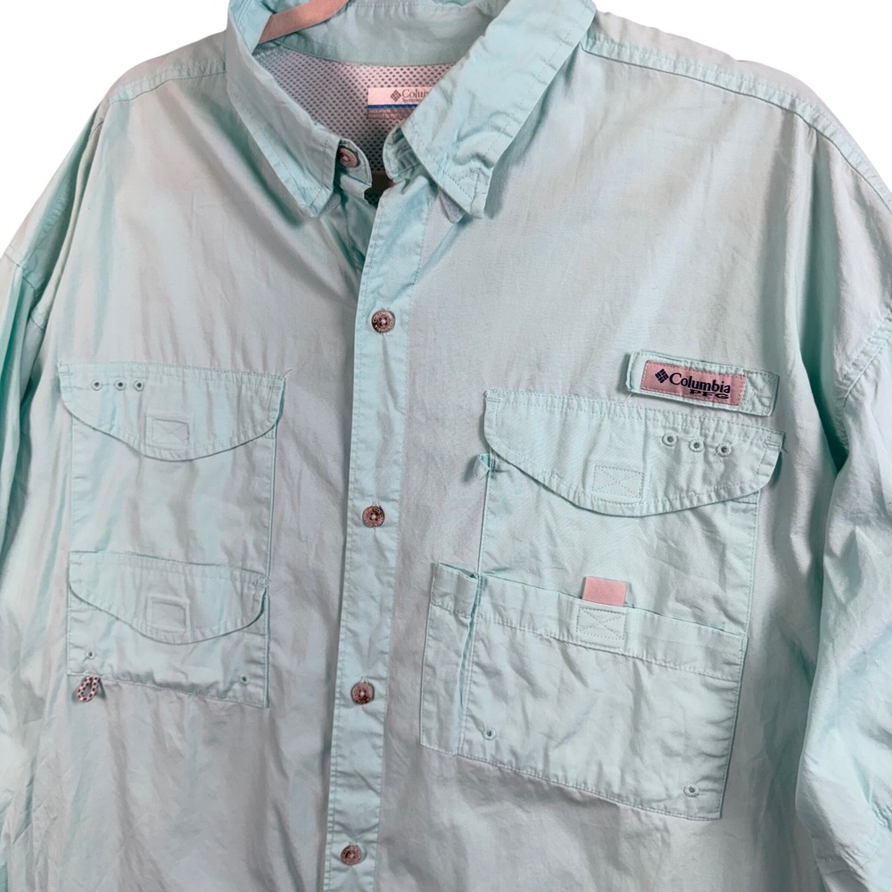 Columbia PFG Fishing Shirt Mens‎ XL Green Vented Long Sleeve Outdoor Hiking